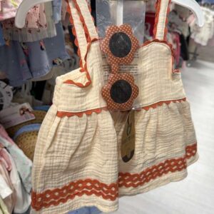 Ropa Niña Talla 2T Rabbit Bear Organic Conjunto de Romper Crema con Gafas de Sol Flor Naranja