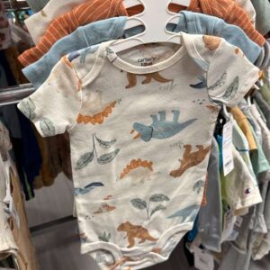 BEBE NIÑO Talla 12M Carter's Set de 5 Bodysuits Manga Corta con Estampado de Dinosaurios, Rayas y Colores Lisos