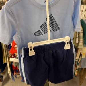Ropa Niño Talla 4T Adidas Set Polo Azul Claro y Short Azul Marino