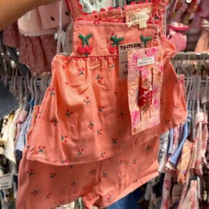 Ropa Niña Talla 3T Btween Set Coral de Cerezas Bordadas