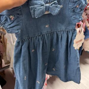 Ropa Niña Talla 3T Kensie Girl Vestido Azul Denim con Bordados y Scrunchie