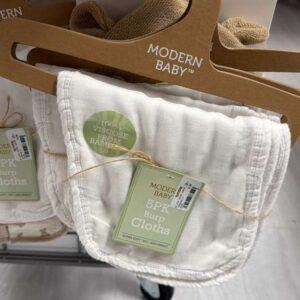 Accesorios Modern Baby Set de 5 Paños para Eructos (Burp Cloths) Blancos de Viscosa de Bambú