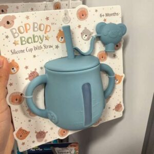 Accesorios BOP BOP Baby Vaso de Silicona con Sorbetel y Mordedor de Oso Azul/Teal