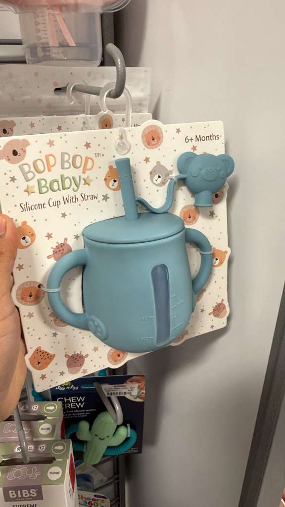 Accesorios BOP BOP Baby Vaso de Silicona con Sorbetel y Mordedor de Oso Azul/Teal