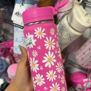 Carteras y Accesorios Botella Térmica Hydrapeak Rosa con Diseño de Margaritas