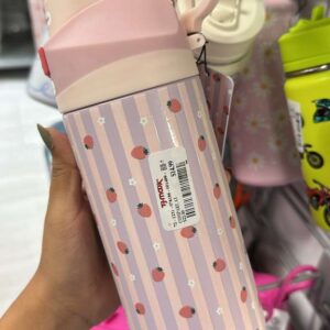 Carteras y Accesorios Botella Térmica con Diseño de Fresas y Rayas (Rosa/Lila)