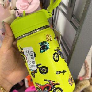 Carteras y Accesorios Botella Térmica Amarilla con Diseño de Motocross