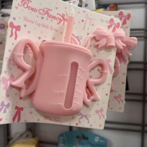 Accesorios Bow Fancy Vaso de Silicona con Pajita Rosa