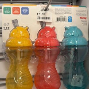Accesorios Nuby Vasos Antiderrame con Caña, 3 Unidades, Multicolor (Amarillo, Rojo, Azul)