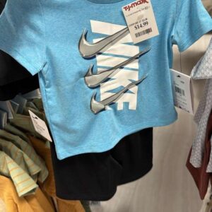 Ropa Bebé Hombre 18M Nike Set Polo y Short Celeste Negro Dri-Fit